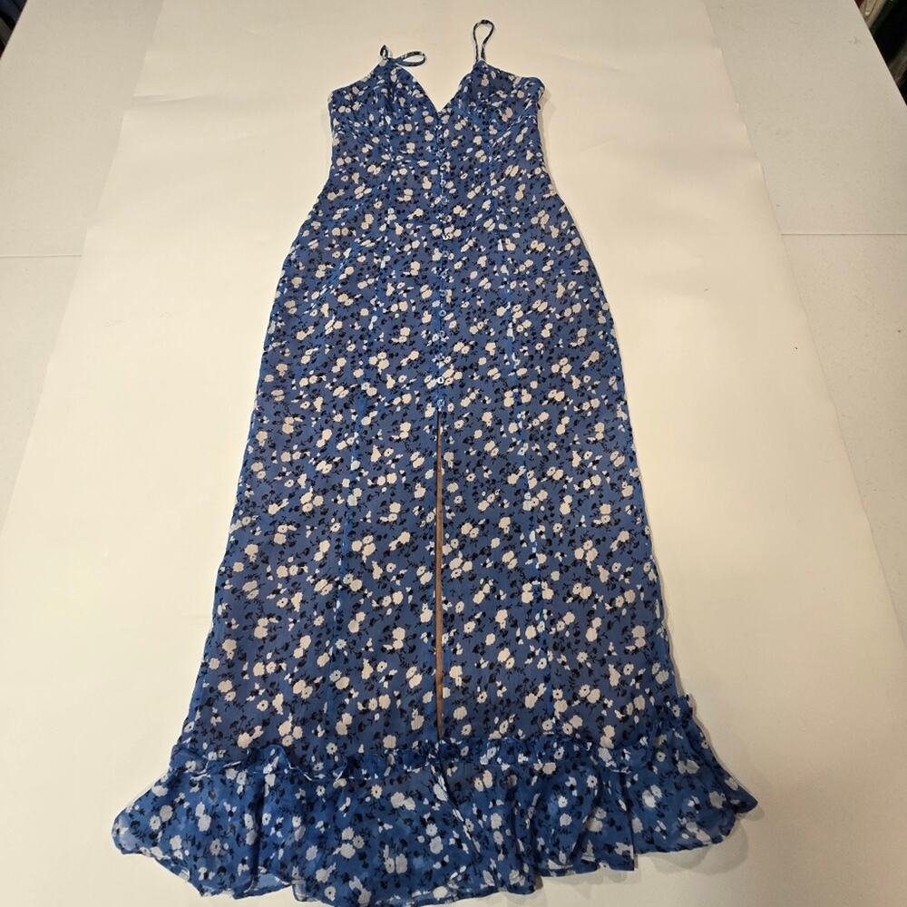 MAJORELLE Quincy Midi Dress in Blue Ditsy XS - Picture 2 of 10